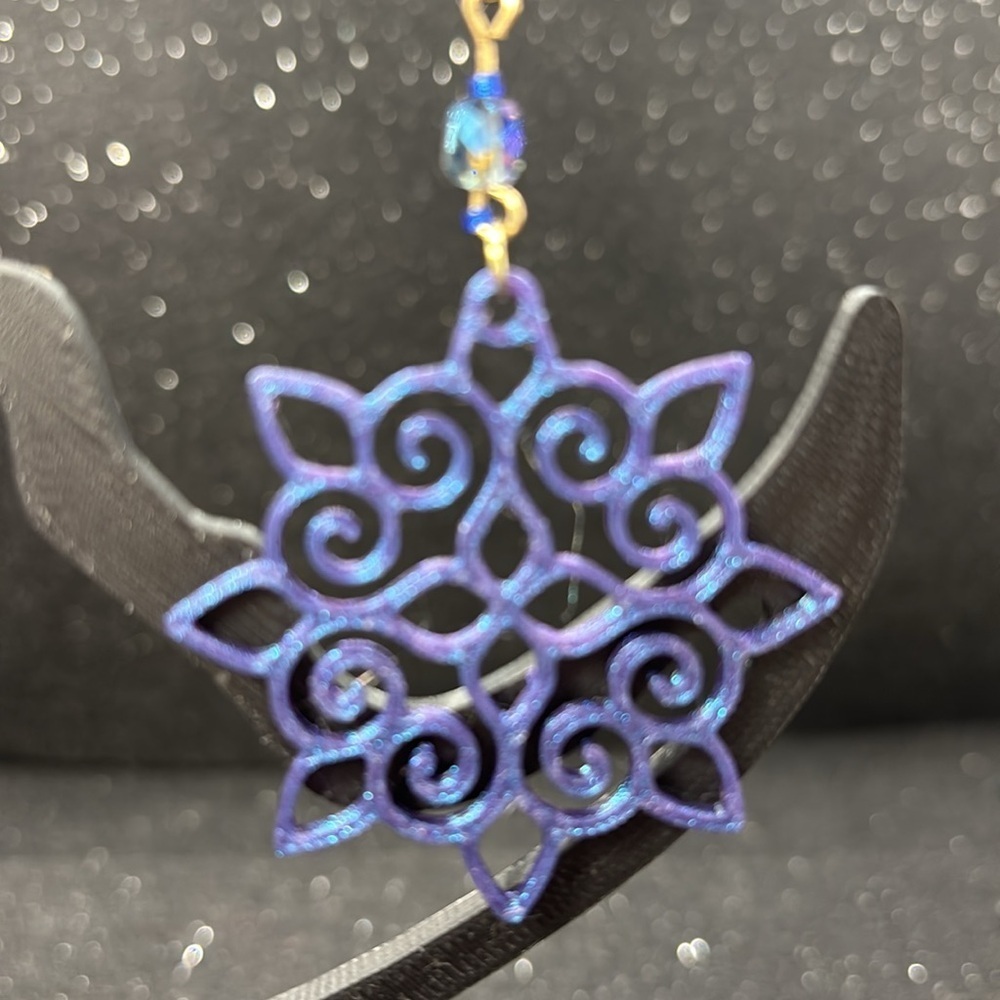 Blue and Purple Color Shift Filigree Earrings - Picture 6 of 7
